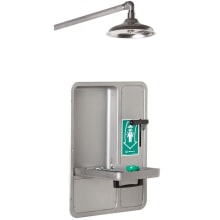 Axion Recessed Cabinet Eye and Face Wash with Drain Pan and Pull Down Lever for Horizontally Mounted Drench Shower Head