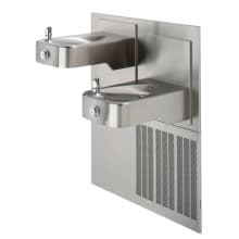 Hi-Lo barrier-free, wall mounted, low-profile, dual 14 gauge Type 304 Stainless Steel electric drinking fountains with antimicrobial protection, and 100% lead-free waterways.