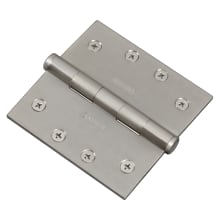 Solid Stainless Steel 4" X 4" Square Corner Plain Bearing Arc Pattern 8 Hole Door Hinge