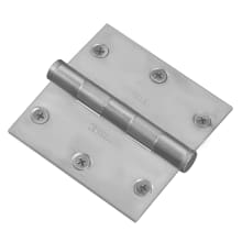 Solid Stainless Steel 3.5" x 3.5" Square Corner Plain Bearing Arc Pattern 6 Hole Door Hinge