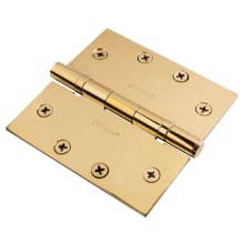 Solid Brass 4.5" X 4.5" Square Corner Ball Bearing Arc Pattern 8 Hole Door Hinge