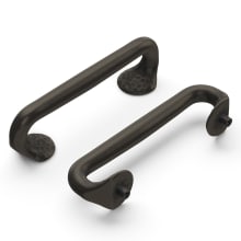 Pack of 10 - Craftsman 3-3/4" Center to Center Rustic Blacksmith Style Cabinet Handles / Drawer Pulls - Hammered Accent