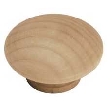 Natural Woodcraft Set of (2) - 1-1/2 Inch Round Mushroom Unfinished Wood Cabinet Knobs / Drawer Knobs