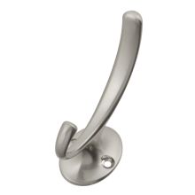 Contemporary Utility 1.25" Wide Double Prong Single Robe / Towel / Coat Hook