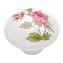 English Cozy 1-3/8" Country Cottage Flower Porcelain Cabinet Knob / Drawer Knob