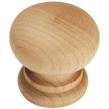 Natural Woodcraft Set of (2) - 1-1/4 Inch Mushroom Unfinished Wood Cabinet Knobs / Drawer Knobs