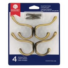 Pack of (4) Contemporary 1" Wide Double Prong Robe / Towel / Coat Bath Hooks