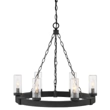 Sawyer 120v 6 Light 24" Wide Open Air Outdoor Chandelier with Seedy Glass Shades