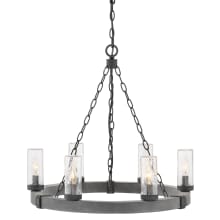 Sawyer 12v 21w 6 Light 24" Wide Open Air LED Outdoor Taper Candle Chandelier