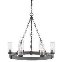 Sawyer 120v 6 Light 24" Wide Open Air Outdoor Chandelier with Seedy Glass Shades