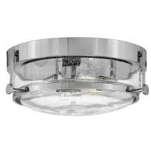 Harper 3 Light 16" Wide Flush Mount Drum Ceiling Fixture with Clear Seedy Glass Shade
