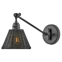 Arti 10" Tall Hardwired or Plug-In Wall Sconce with Black Rattan Shade