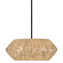 Luca 3 Light 21" Wide Lisa McDennon Pendant / Semi-Flush Ceiling Fixture with Woven Drum Shade