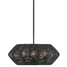 Luca 3 Light 21" Wide Lisa McDennon Pendant / Semi-Flush Ceiling Fixture with Woven Drum Shade