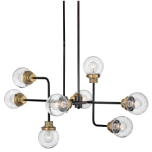 Poppy 8 Light 45" Wide Abstract Chandelier with Clear Seedy Glass