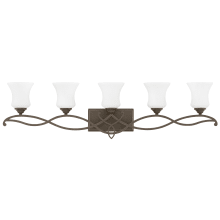 Brooke 5 Light 41-1/2" Wide Bathroom Vanity Light with Etched Opal Glass Shades