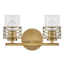 Della 2 Light 15" Wide Bathroom Vanity Light with Clear Glass Shades