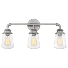 Fritz 3 Light 24" Wide Bathroom Vanity Light with Clear Glass Shades