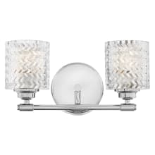 Elle 2 Light 15" Wide Bathroom Vanity Light with Clear Chevron Glass Shades