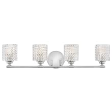 Elle 4 Light 32" Wide Bathroom Vanity Light with Clear Chevron Glass Shades