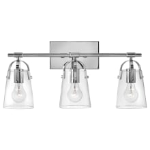 Foster 3 Light 23" Wide Bathroom Vanity Light with Tapered Clear Glass Shades