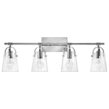 Foster 4 Light 32" Wide Bathroom Vanity Light with Tapered Clear Glass Shades