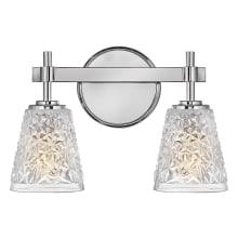 Amabelle 2 Light 15" Wide Bathroom Vanity Light with Patterned Glass Shades