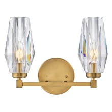 Ana 2 Light 14" Wide Bathroom Vanity Light with Faceted Clear Crystal Shades