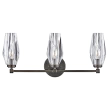 Ana 3 Light 24" Wide Bathroom Vanity Light with Faceted Clear Crystal Shades
