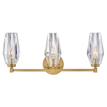 Ana 3 Light 24" Wide Bathroom Vanity Light with Faceted Clear Crystal Shades