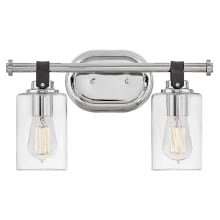 Halstead 2 Light 16" Wide Bathroom Vanity Light with Clear Glass Shades