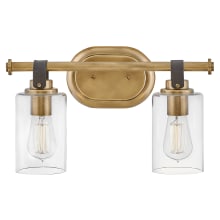 Halstead 2 Light 16" Wide Bathroom Vanity Light with Clear Glass Shades