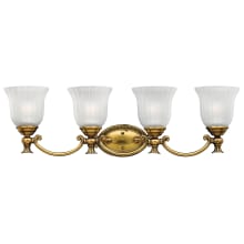 Francoise 4 Light 30.5" Wide Bathroom Vanity Light with Frosted Ribbed Glass