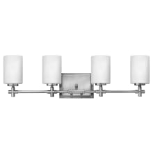 Laurel 4 Light 28" Wide Bathroom Vanity Light with Etched Opal Glass Shades