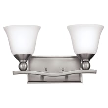 Bolla 2 Light 16" Wide Bathroom Vanity Light with Etched Opal Seedy Glass Shades