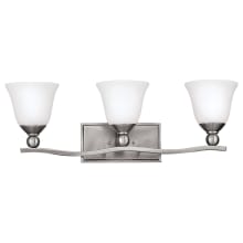 Bolla 3 Light 26" Wide Bathroom Vanity Light with Etched Opal Seedy Glass Shades