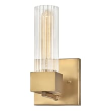 Xander 1 Light 10" Tall Bathroom Sconce with Clear Ribbed Glass