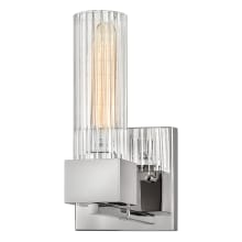 Xander 1 Light 10" Tall Bathroom Sconce with Clear Ribbed Glass
