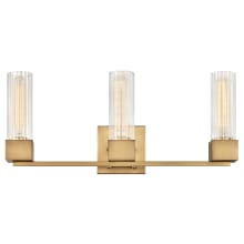 Xander 3 Light 23" Wide Bathroom Vanity Light with Clear Ribbed Glass