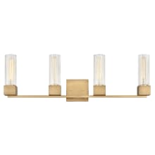 Xander 4 Light 32" Wide Bathroom Vanity Light with Clear Ribbed Glass