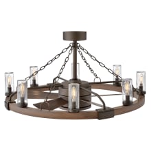 Sawyer 36" Indoor / Outdoor Smart LED Chandelier with 28" 5 Blade Span Ceiling Fan and HIRO Control