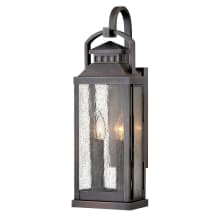 Revere 2 Light 22" Tall Heritage Outdoor Wall Sconce with Seedy Glass Shade