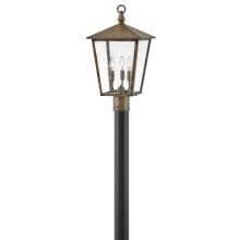 Huntersfield 120v 3 Light 21" Tall Heritage Single Head Post Light with Clear Seedy Glass Panels