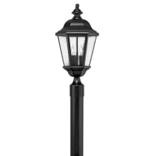 Edgewater 120v 3 Light 20.5" Tall Post Light with Clear Seedy Panels