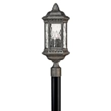 Regal 3 Light 22.5" Tall Post Light with Clear Seedy Water Glass