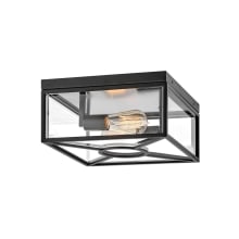 Brixton 12" Wide Coastal Elements Outdoor Flush Ceiling Light with Clear Mitered Glass