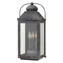 Anchorage 3 Light 21.25" Tall Heritage Outdoor Wall Sconce with Clear Glass Panels