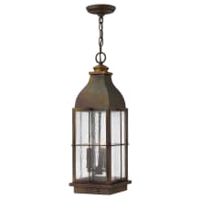 Bingham 3 Light 8" Wide Heritage Outdoor Lantern Pendant with Clear Seedy Glass