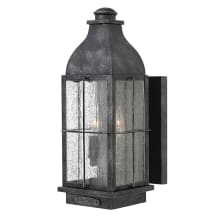 Bingham 2 Light 16" Tall Outdoor Wall Sconce with Seedy Glass Shade and LED Bulbs Included