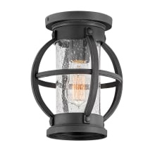 Chatham 1 Light 8" Wide Coastal Elements Outdoor Semi-Flush Lantern Ceiling Fixture with Seedy Glass Fixture